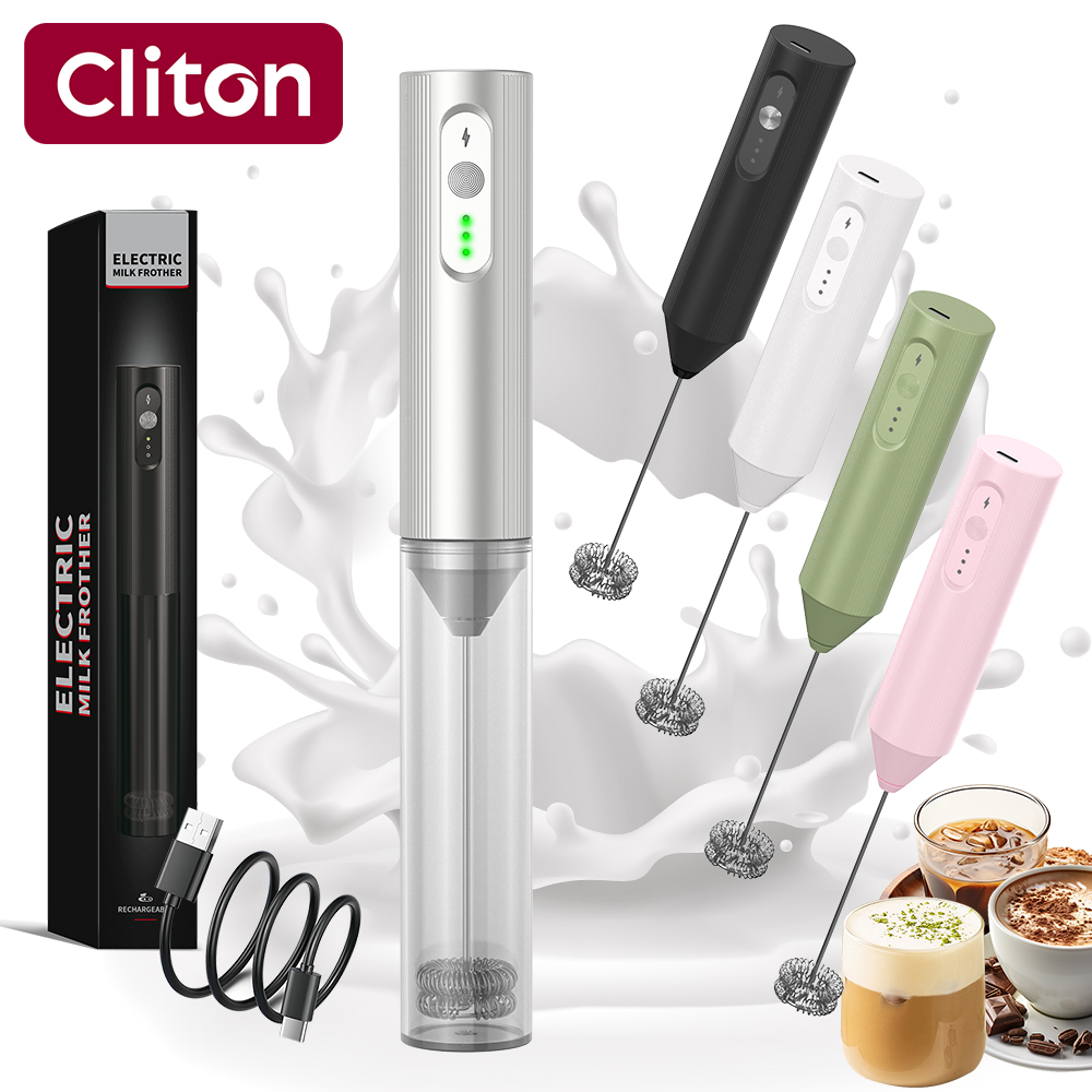 Cliton Electroplated Silver US - đánh giá và giá Electric Milk Frother Handheld